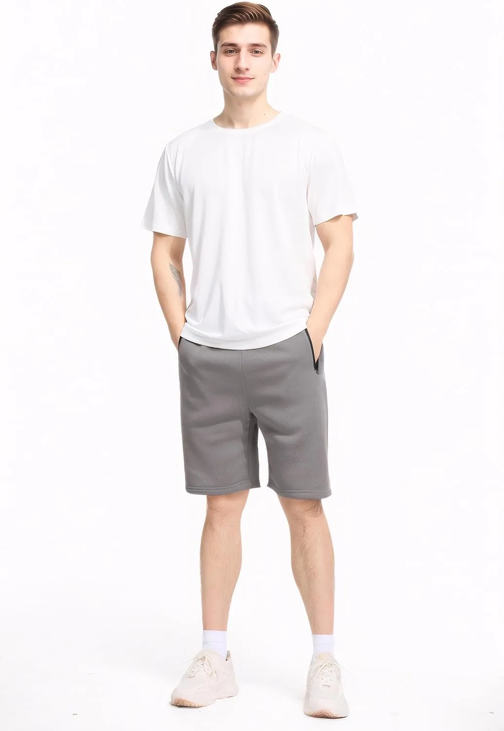 3 Pack Mens Athletic Shorts Casual Quick-Drying Gym Shorts for Mens with Zipper Pockets Drawstring