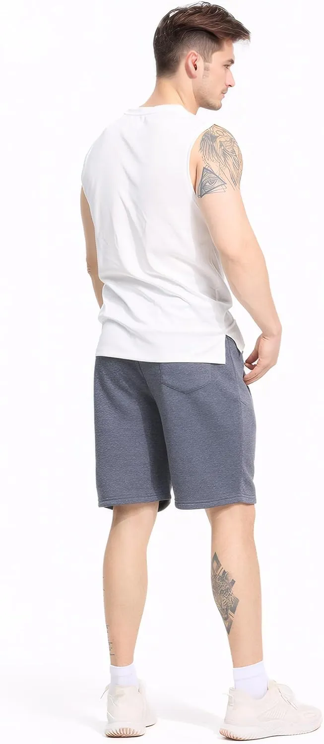 3 Pack Mens Athletic Shorts Casual Quick-Drying Gym Shorts for Mens with Zipper Pockets Drawstring