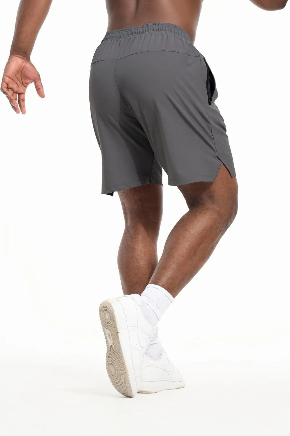 3 Pack Mens Athletic Shorts Casual Quick-Drying Gym Shorts for Mens with Zipper Pockets Drawstring