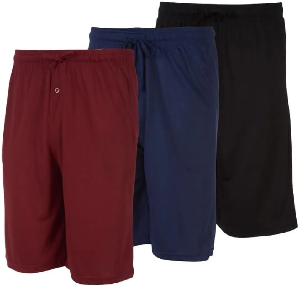 3 Pack Mens Jersey Shorts with Pockets and Drawstring  Soft Men's Lounge Shorts for The House, Sleep PJ, Pajamas  Up to 3XL