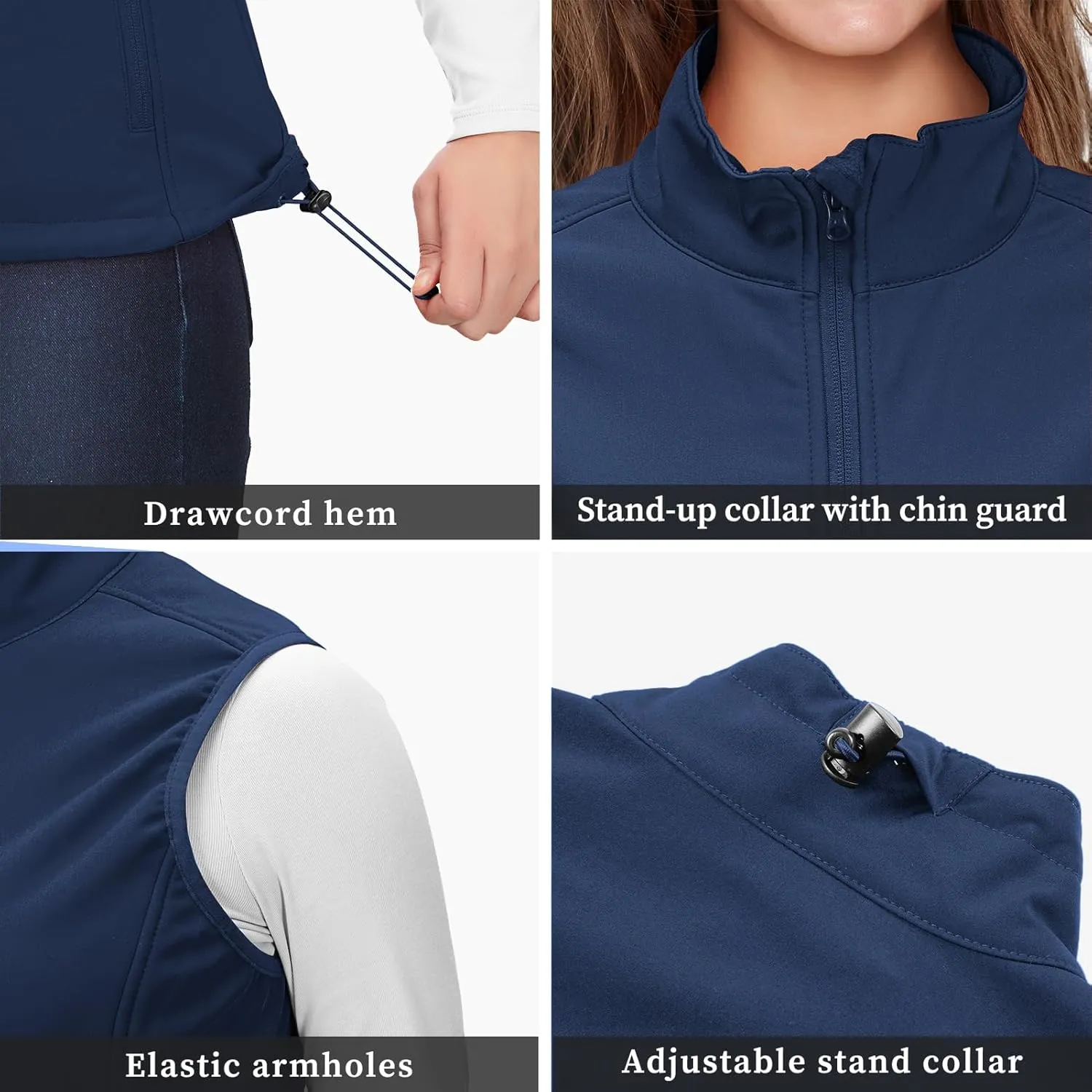 33,000ft Women's Running Vest Fleece Lined Zip Up Windproof Lightweight Softshell Vests Outerwear for Golf Hiking Sports