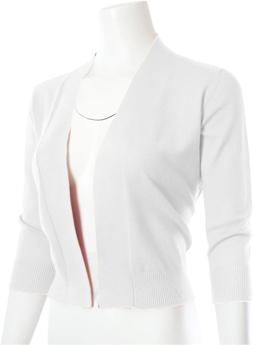 3/4 Sleeve Solid Open Bolero Cropped Cardigan for Women (S-3XL)