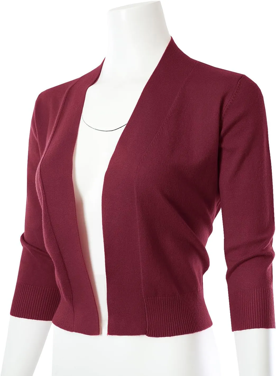 3/4 Sleeve Solid Open Bolero Cropped Cardigan for Women (S-3XL)