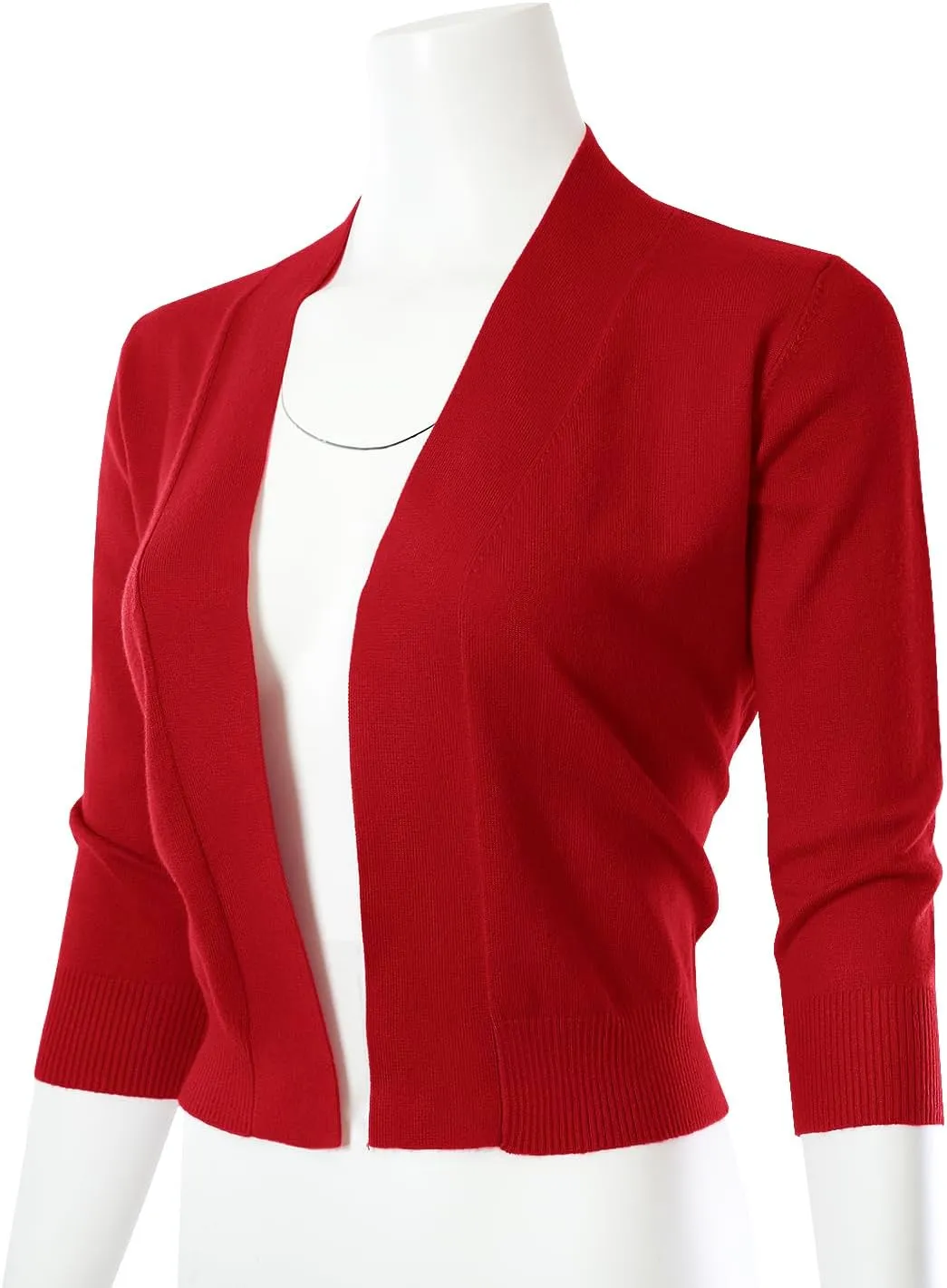 3/4 Sleeve Solid Open Bolero Cropped Cardigan for Women (S-3XL)