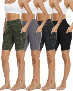 4 Pack Biker Shorts with Pockets for Women High Waist,Womens Athletic Workout Shorts for Summer