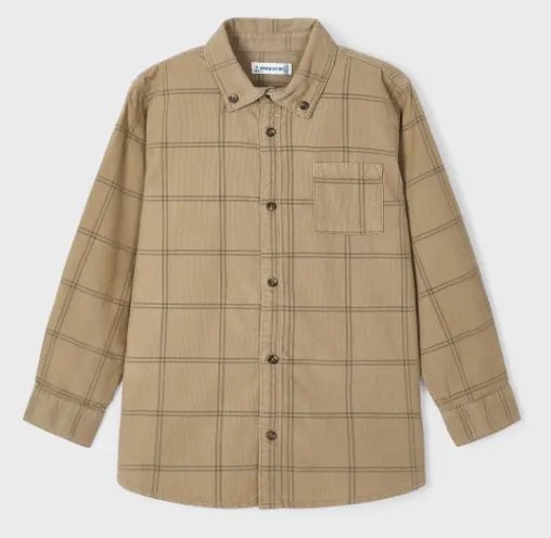 4105 Mayoral Mini Boys Corduroy Button Up Overshirt - Sand