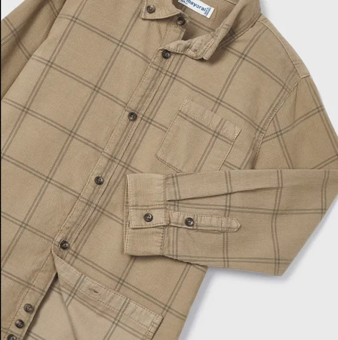 4105 Mayoral Mini Boys Corduroy Button Up Overshirt - Sand