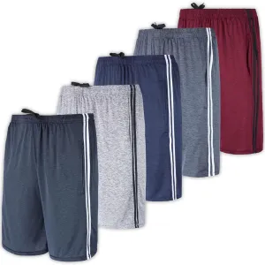 5 Pack Men's Active Quick Dry Fit Shorts - Athletic Running Gym Workout Casual Shorts with Pockets Bulk