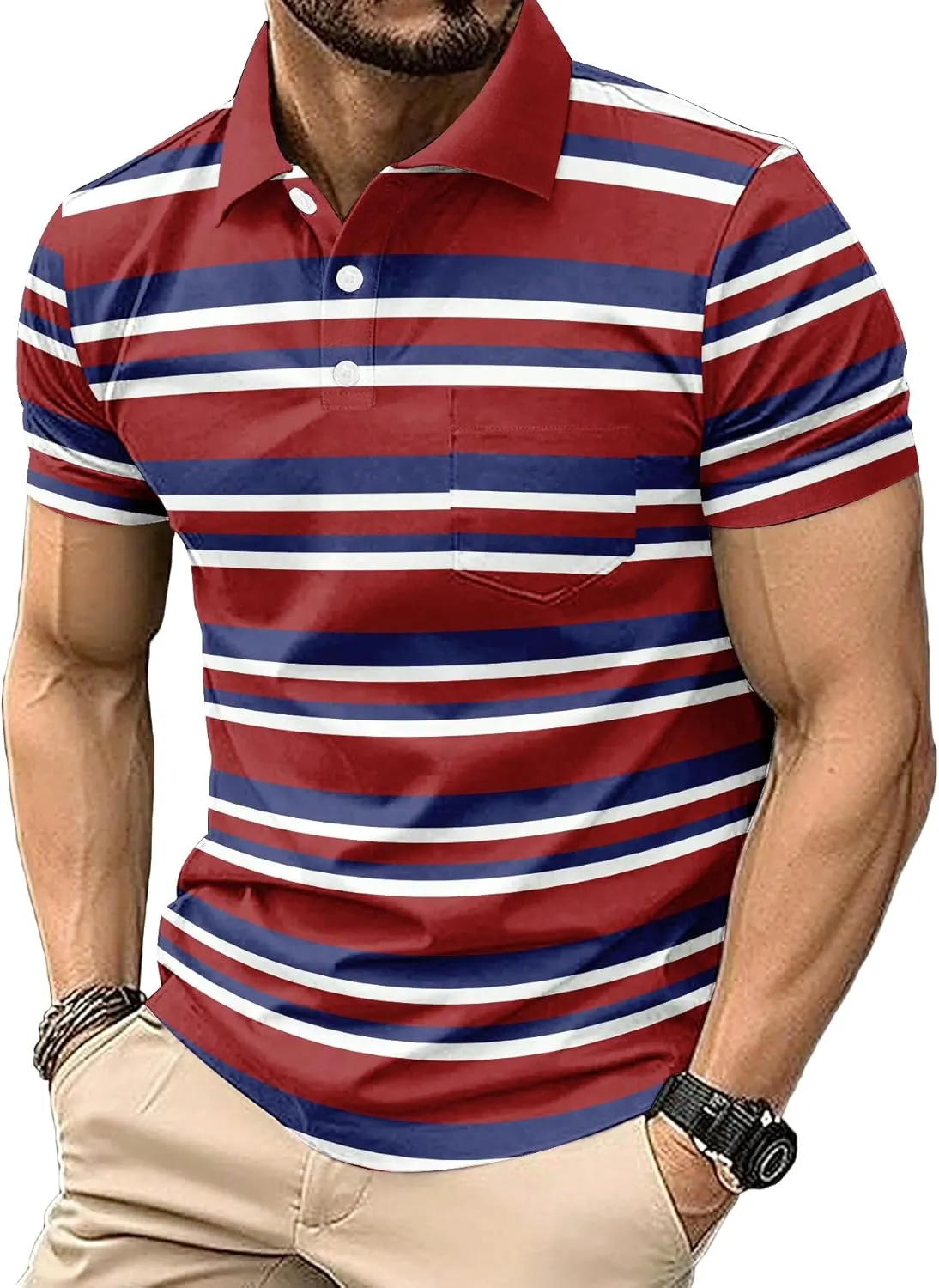 6 Pack Mens Polo Shirt Short Sleeve Sports Golf Tennis T-Shirt Moisture-Wicking Summer Shirts for Work Casual Athletic