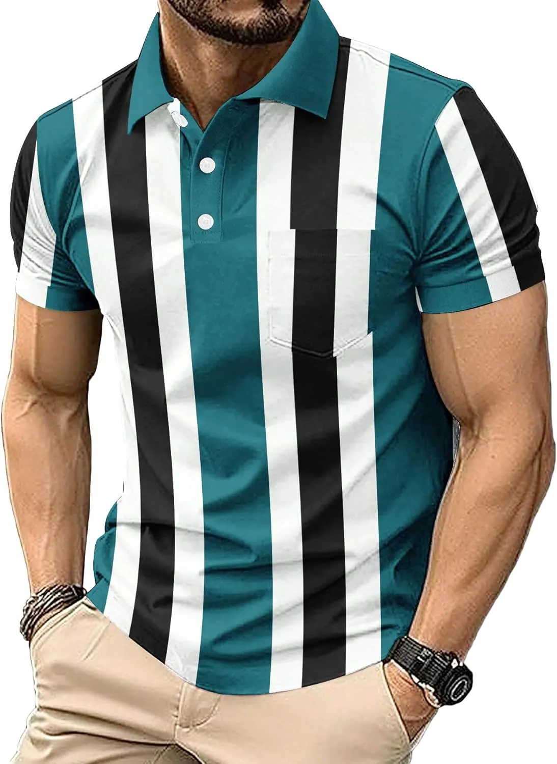 6 Pack Mens Polo Shirt Short Sleeve Sports Golf Tennis T-Shirt Moisture-Wicking Summer Shirts for Work Casual Athletic