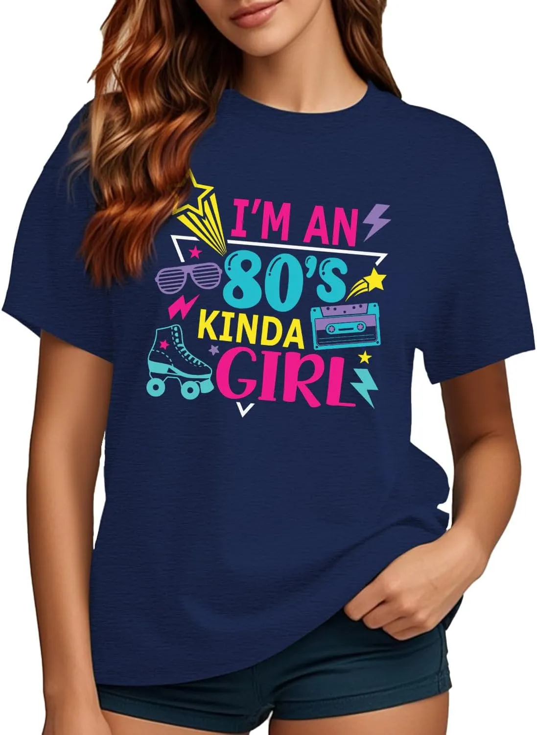 80s Shirts for Women Girls Party T-Shirt I'am an 80's Kindas Girl Tops Vintage Graphic Tee
