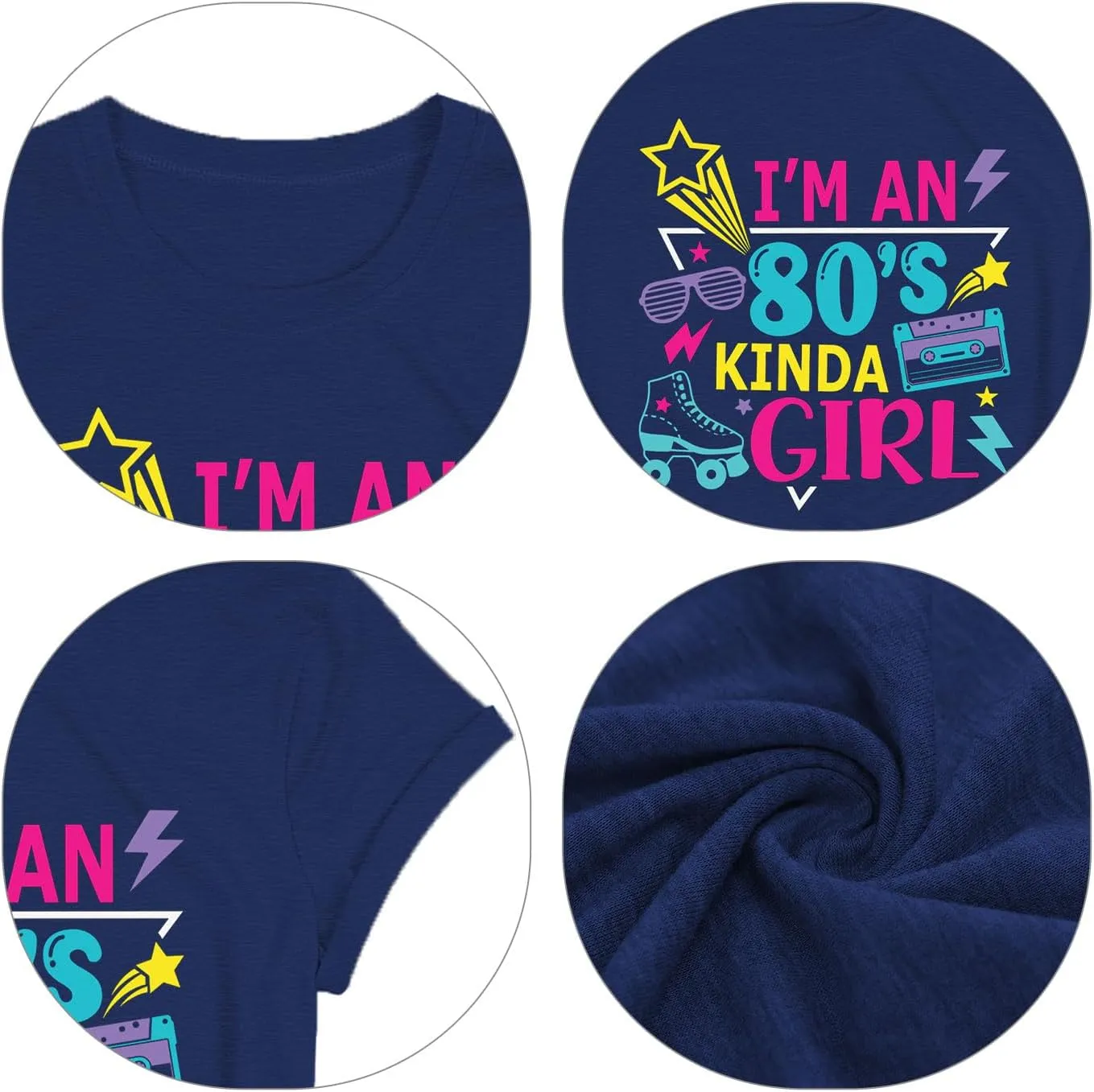 80s Shirts for Women Girls Party T-Shirt I'am an 80's Kindas Girl Tops Vintage Graphic Tee