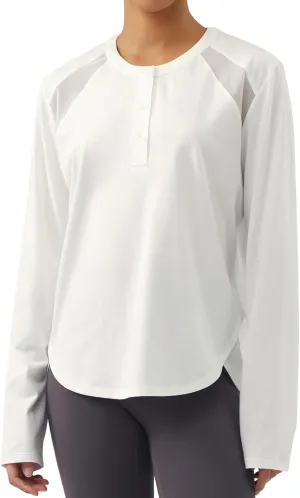 AARYA Women's Lightweight Long Sleeve Workout Shirts - Quick Dry Cotton Yoga & Running Tops, Athletic Active Tee