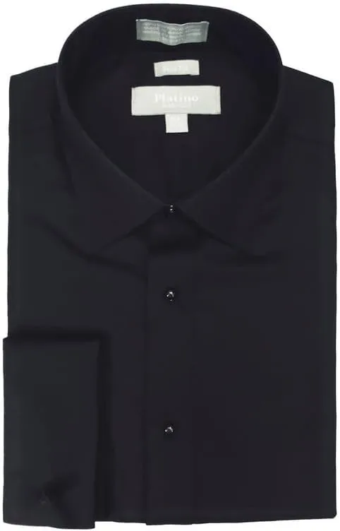 Adam Baker Men's Tuxedo Shirt | French Cuff Laydown Collar Cotton Formal Slim Fit Dress Shirt for Prom Party Wedding