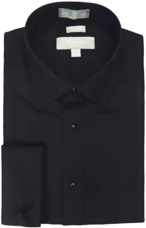 Adam Baker Men's Tuxedo Shirt | French Cuff Laydown Collar Cotton Formal Slim Fit Dress Shirt for Prom Party Wedding