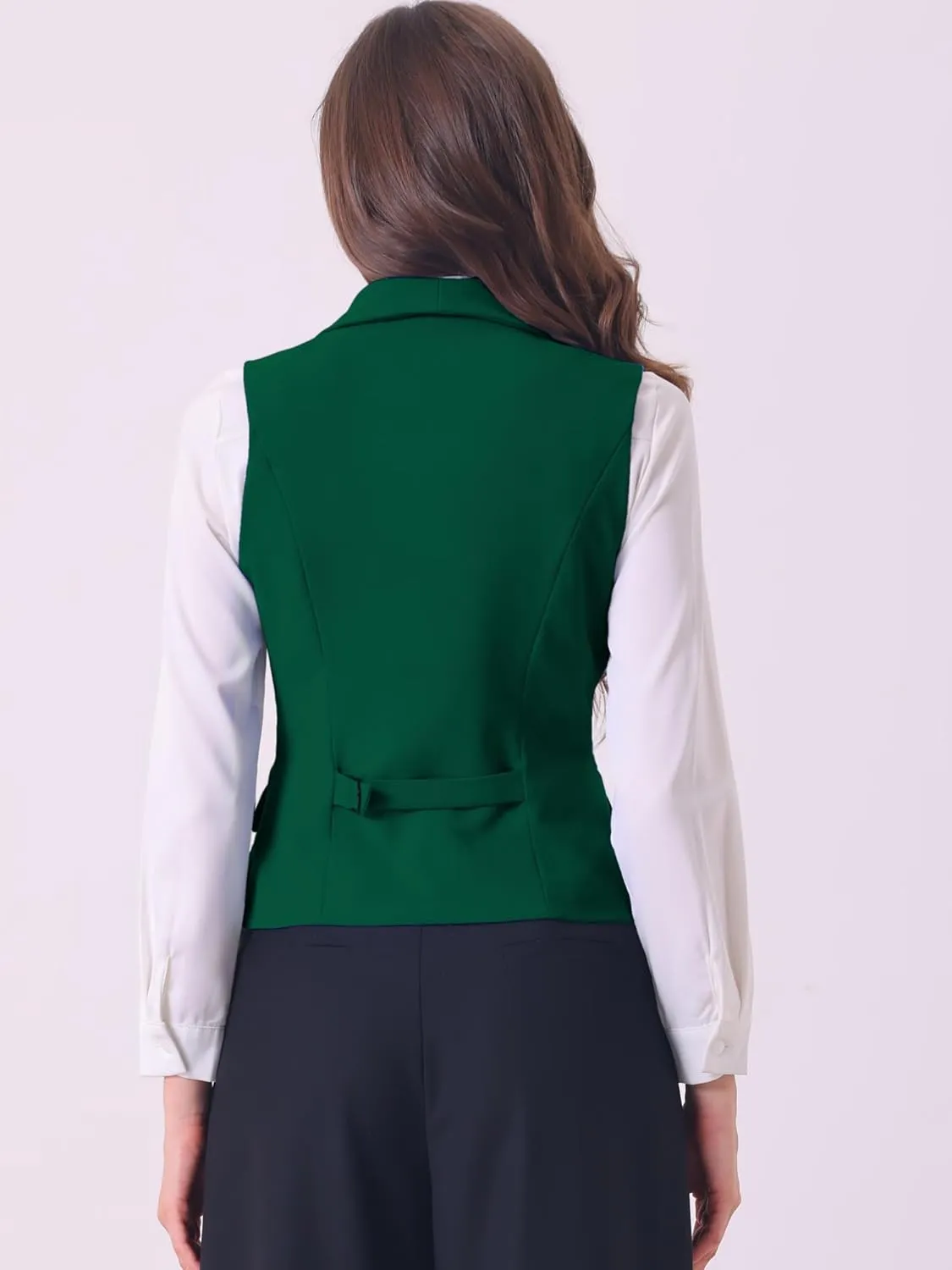 Allegra K Women's Suit Vest Double Breasted Business Lapel Dressy Waistcoat Vest
