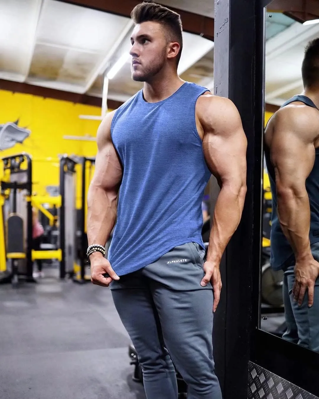 Amussiar Men's 3 Pack Workout Tank Tops Mesh Gym Sleeveless Dry Fit Bodybuilding Shirts Fitness Athletic Muscle Tee
