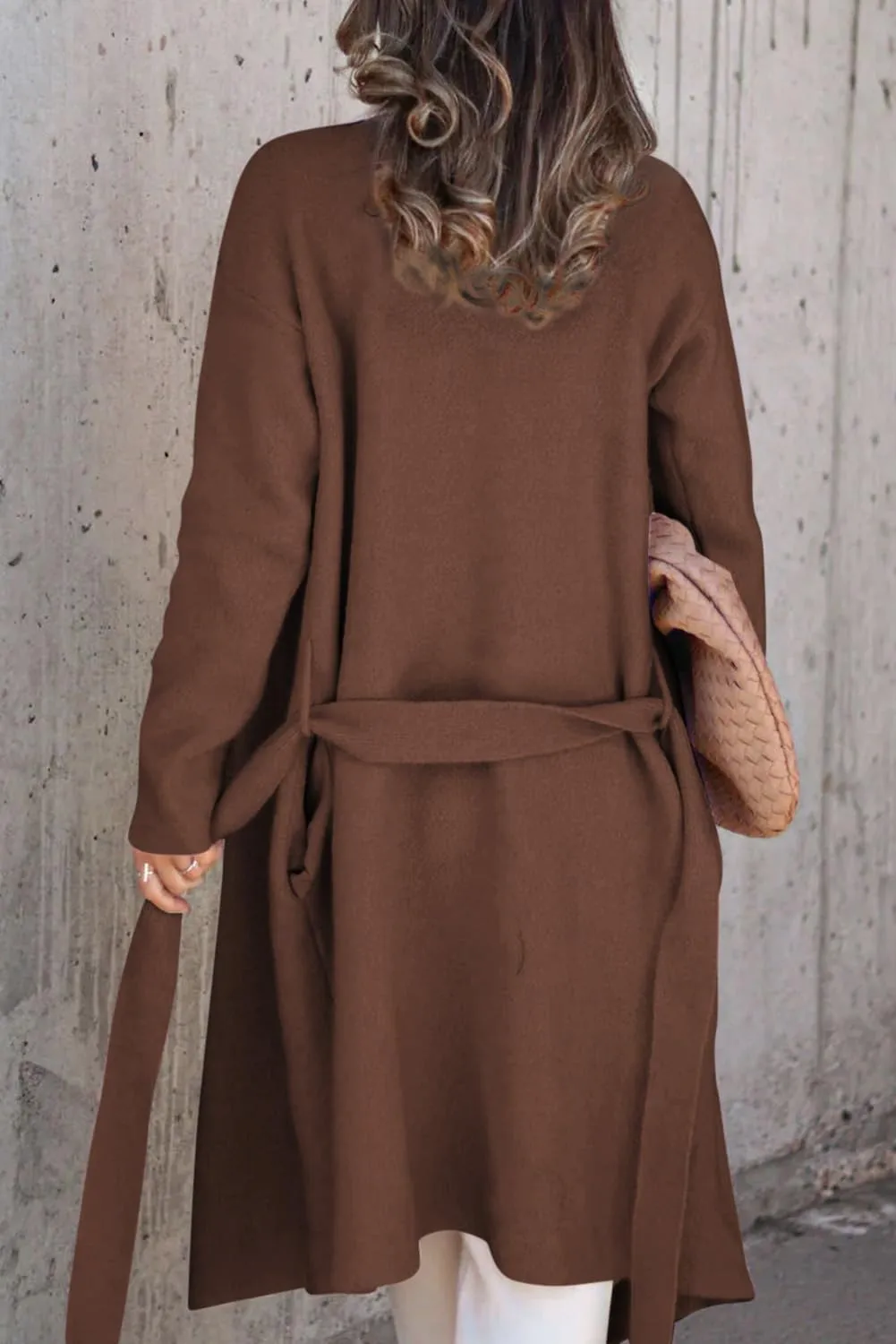 Angerella Women's Casual Long Sleeve Draped Open Front Knit Long Cardigan Sweater Outwear Coats with Pocket