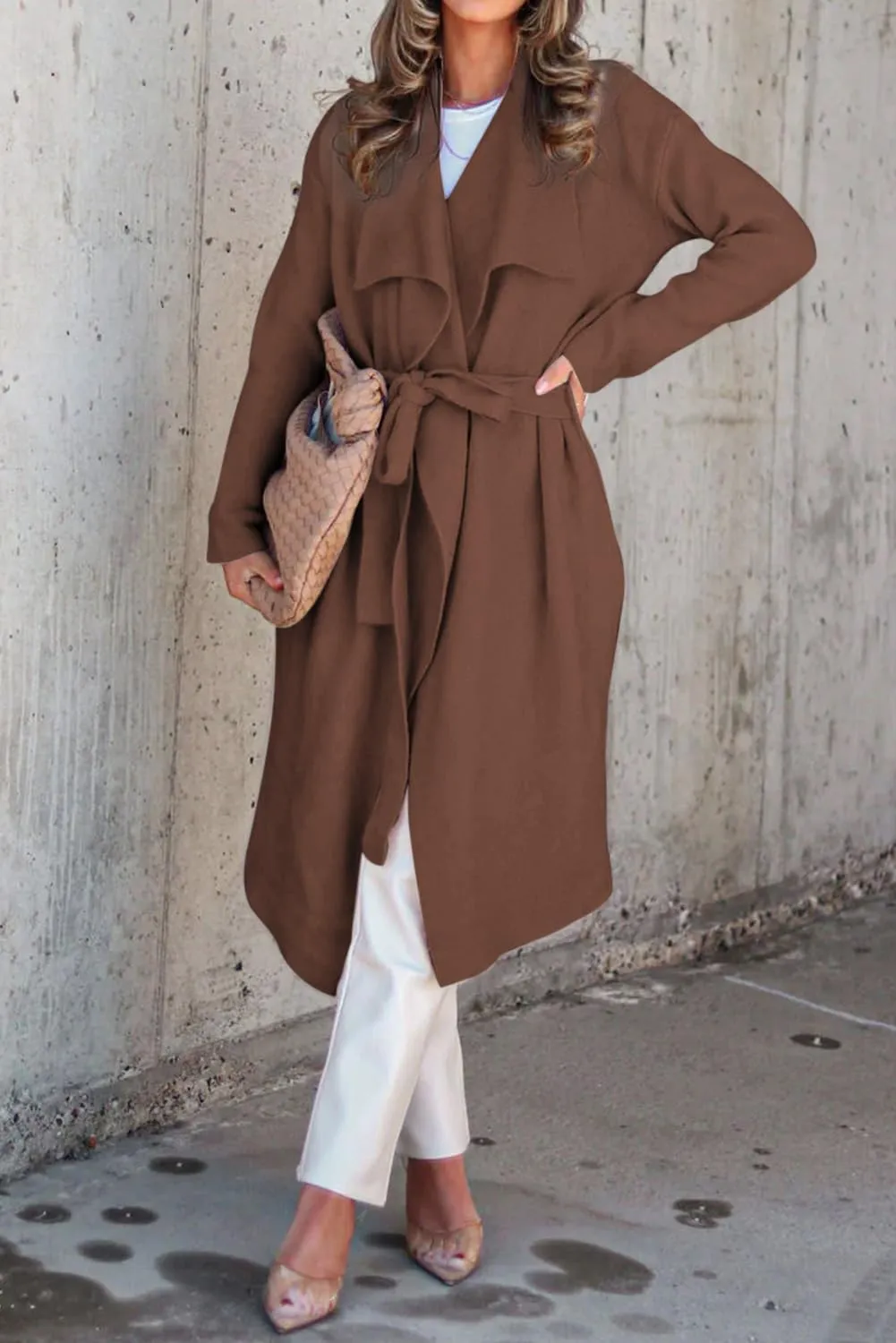 Angerella Women's Casual Long Sleeve Draped Open Front Knit Long Cardigan Sweater Outwear Coats with Pocket