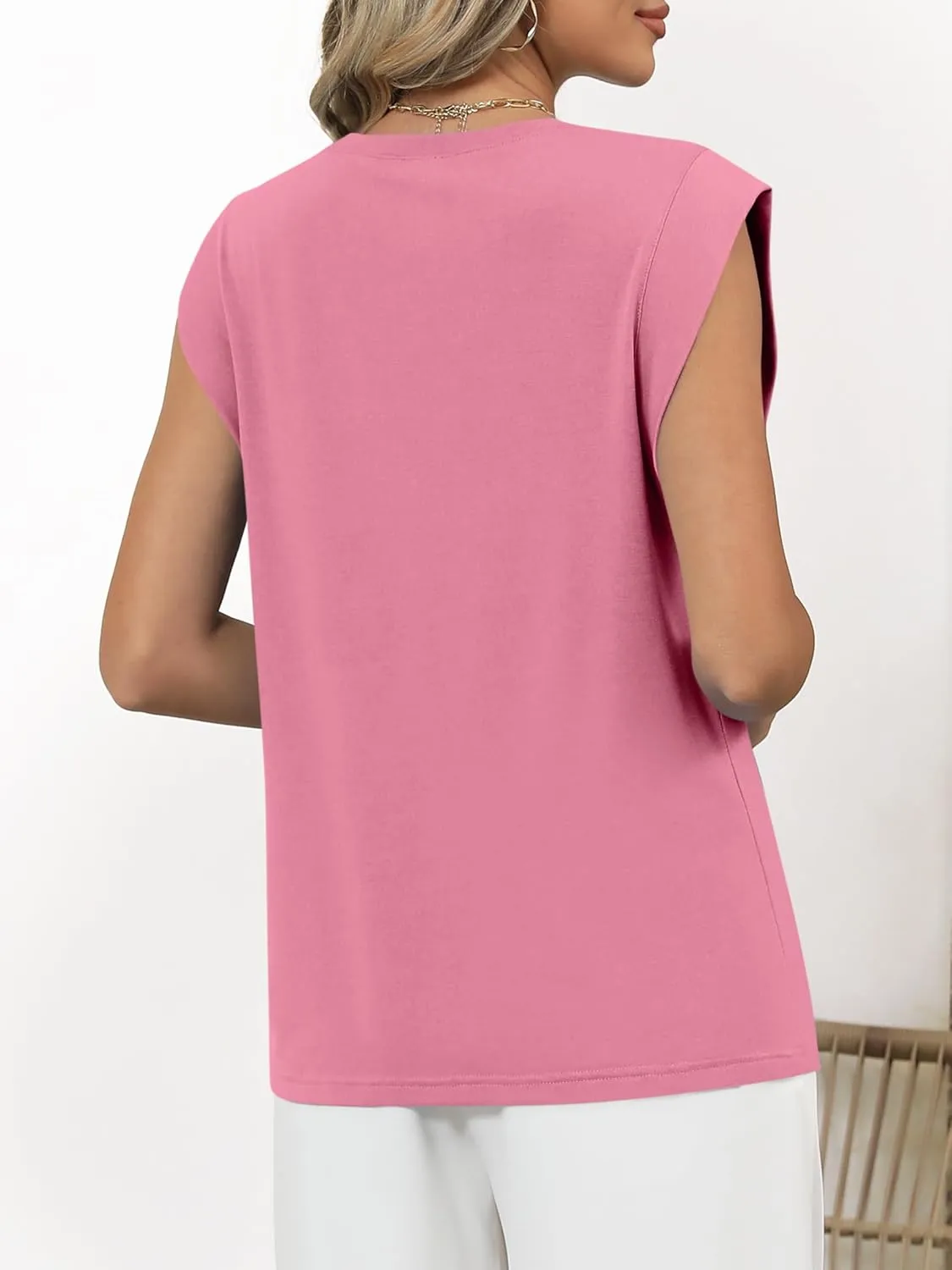 ANRABESS Tank Top for Women Summer Dressy Casual Loose Fit Pleated Shirts Cap Sleeve Tshirts 2025 Trendy Outfits Clothes