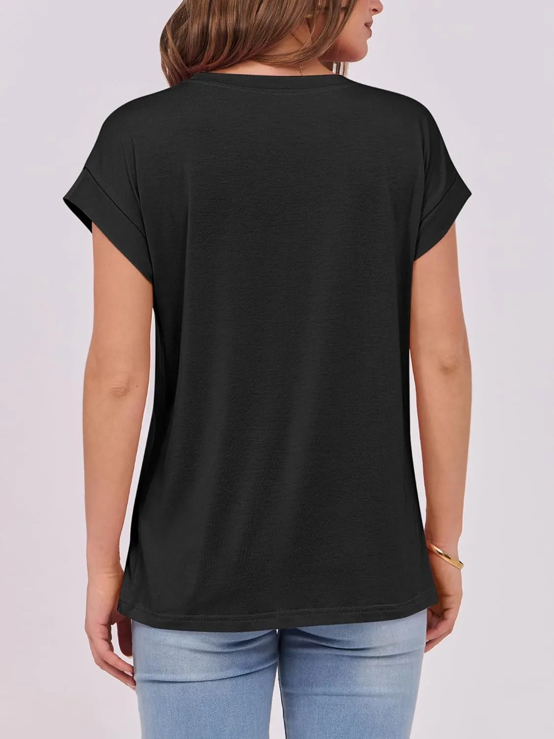 ANRABESS Womens Tops Summer Cap Sleeve Basic Tshirts Loose Fit Business Casual Tee Shirts
