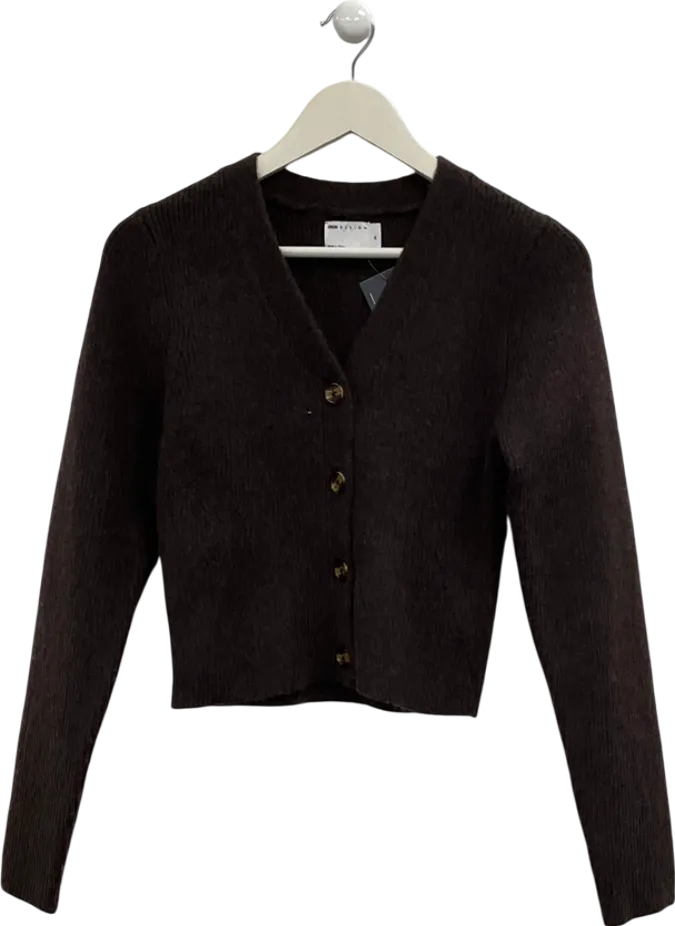 ASOS Brown Structured V Neck Cardigan In Chocolate UK XS