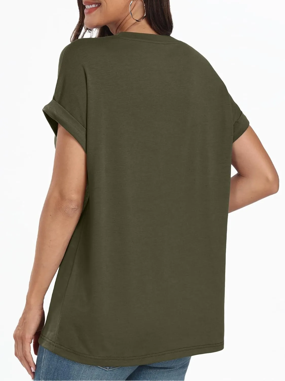 AUTOMET Women's Oversized V Neck Tshirts Casual Basic Short Sleeve Summer Tops Loose Fit 2025 Plain Tee Shirts