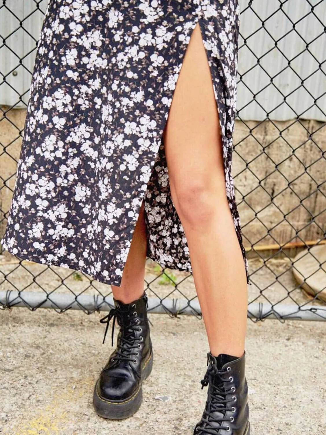 Avanova Women's Boho Leopard Print Thigh High Waist A Line Split Midi Skirt