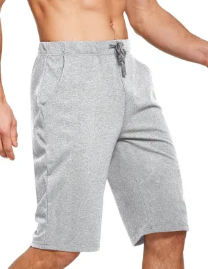 baleaf Men's Long Shorts Cotton Below Knee Yoga Workout Pajama Lounge Athletic Sweat Jersey Shorts with Pockets