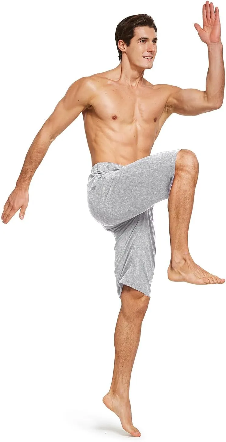 baleaf Men's Long Shorts Cotton Below Knee Yoga Workout Pajama Lounge Athletic Sweat Jersey Shorts with Pockets
