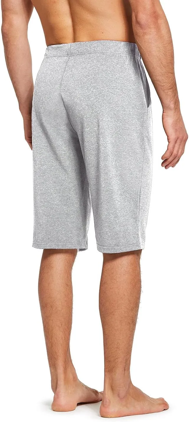 baleaf Men's Long Shorts Cotton Below Knee Yoga Workout Pajama Lounge Athletic Sweat Jersey Shorts with Pockets
