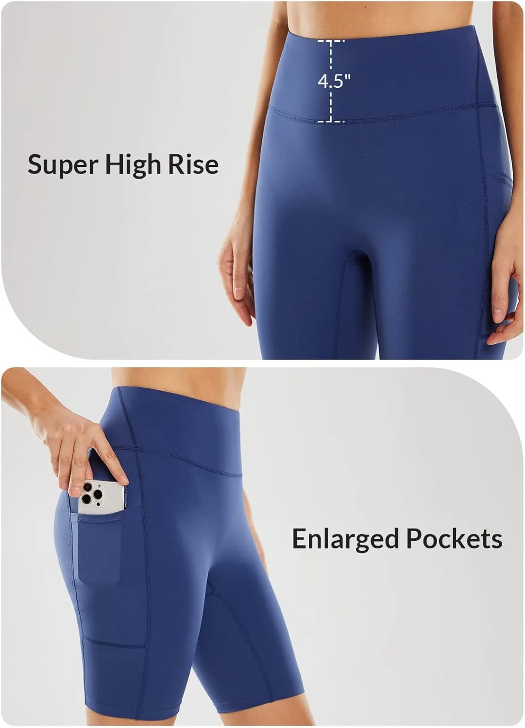 baleaf Sweatleaf Women's Light Compression Biker Shorts 8" High Waisted Yoga Gym Spandex Shorts Side Pockets