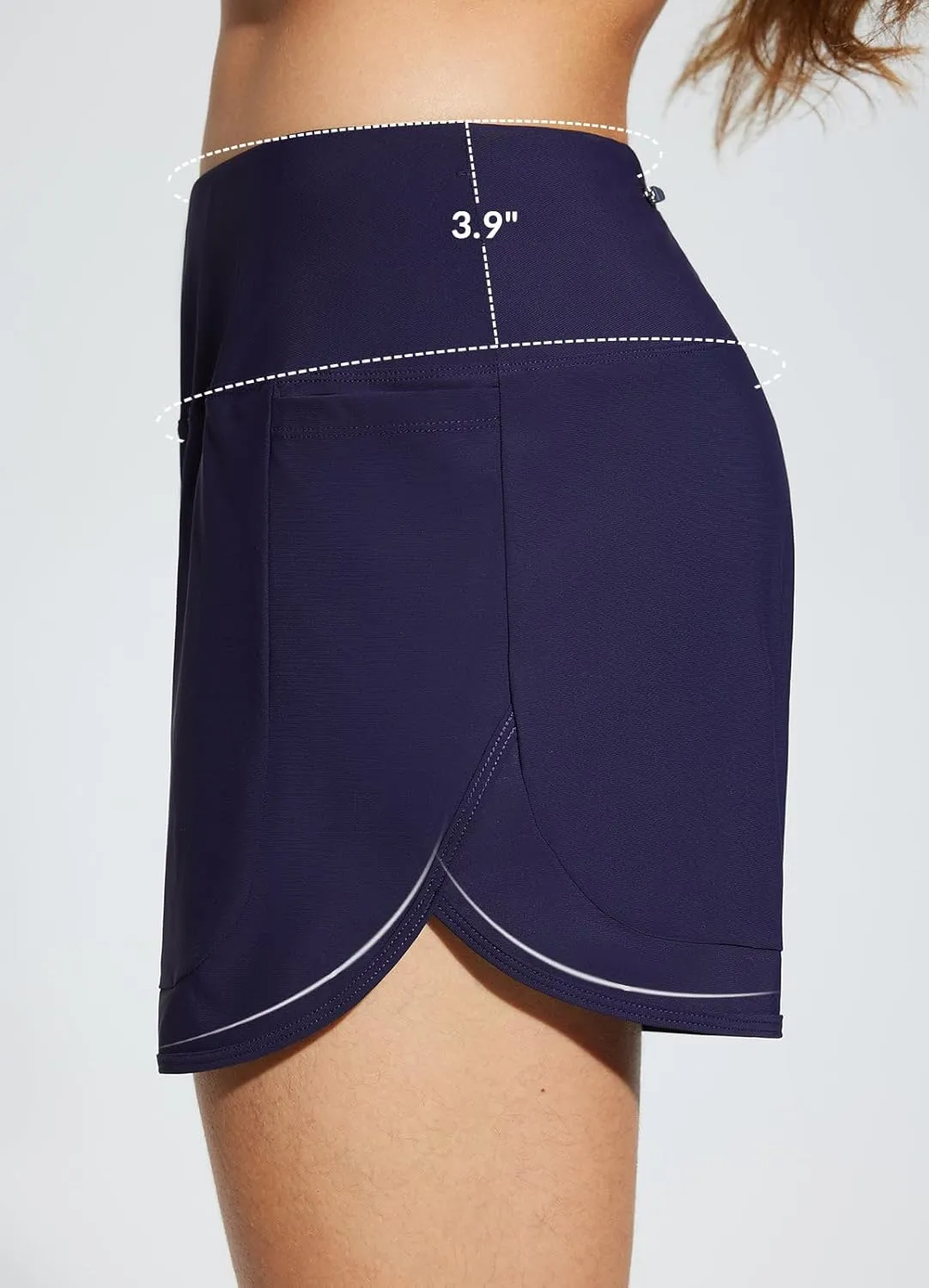 baleaf Women's 4" High Waisted Swim Shorts Quick Dry Board Shorts UPF50  Swimsuit with Liner and Pockets