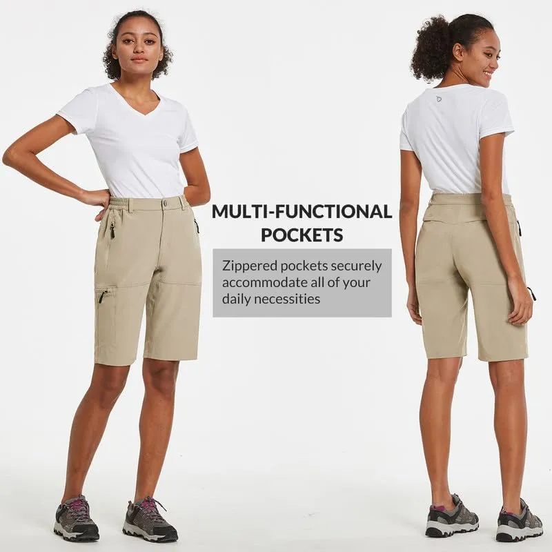 baleaf Women's Long Hiking Bermuda Shorts Quick Dry Summer Golf Shorts Lightweight with Pockets UPF 50  for Camping, Work