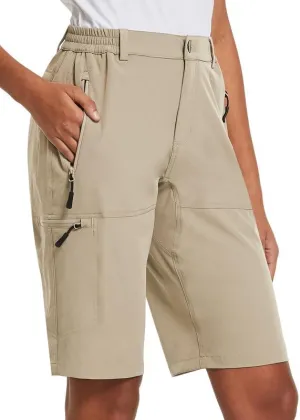 baleaf Women's Long Hiking Bermuda Shorts Quick Dry Summer Golf Shorts Lightweight with Pockets UPF 50  for Camping, Work