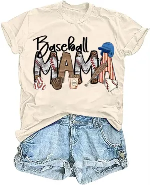 Baseball T Shirts for Women Baseball Mom Tshirt Softball Graphic Tee Tops Game Day Gifts Casual Short Sleeve Tops