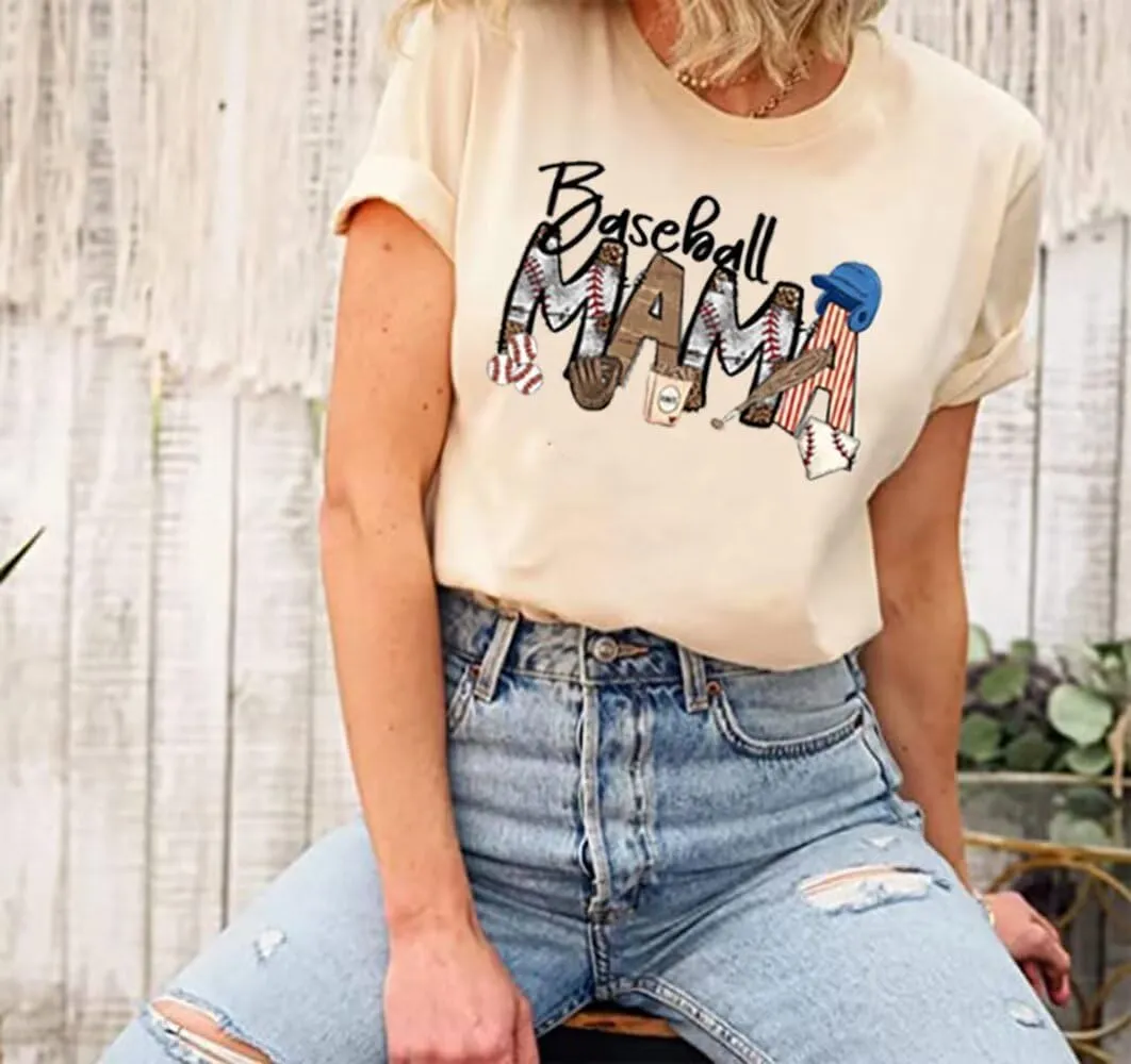 Baseball T Shirts for Women Baseball Mom Tshirt Softball Graphic Tee Tops Game Day Gifts Casual Short Sleeve Tops