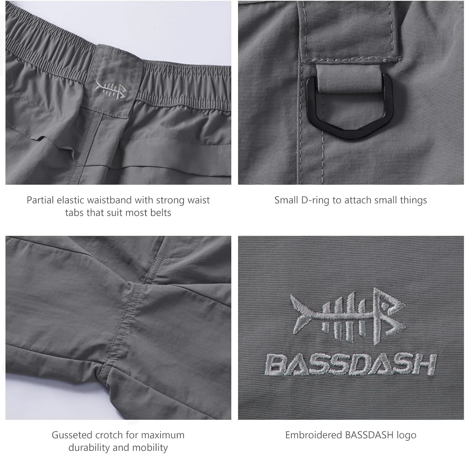 BASSDASH Men's 6" Fishing Shorts UPF 50  Water Resistant Quick Dry Hiking Cargo Shorts with Multi Pocket