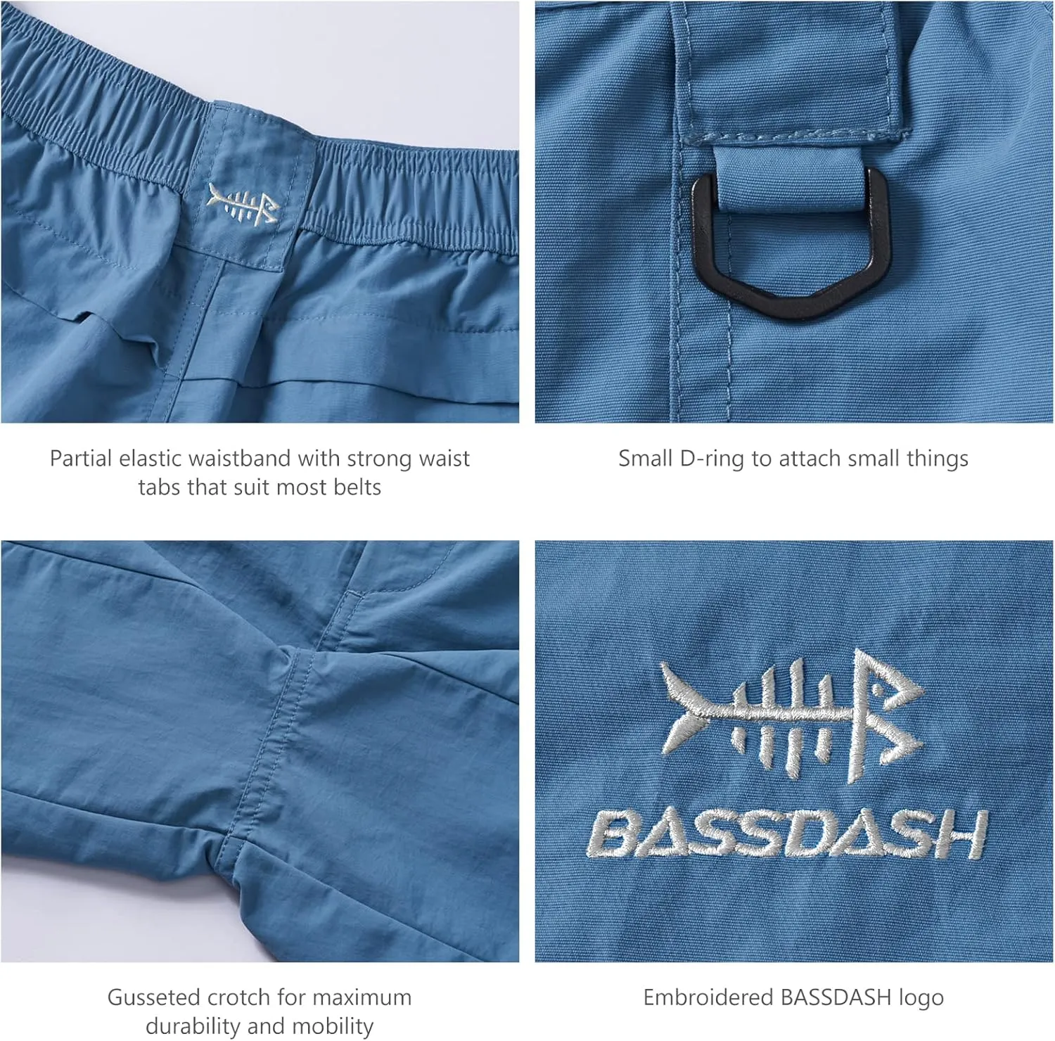 BASSDASH Men's 6" Fishing Shorts UPF 50  Water Resistant Quick Dry Hiking Cargo Shorts with Multi Pocket
