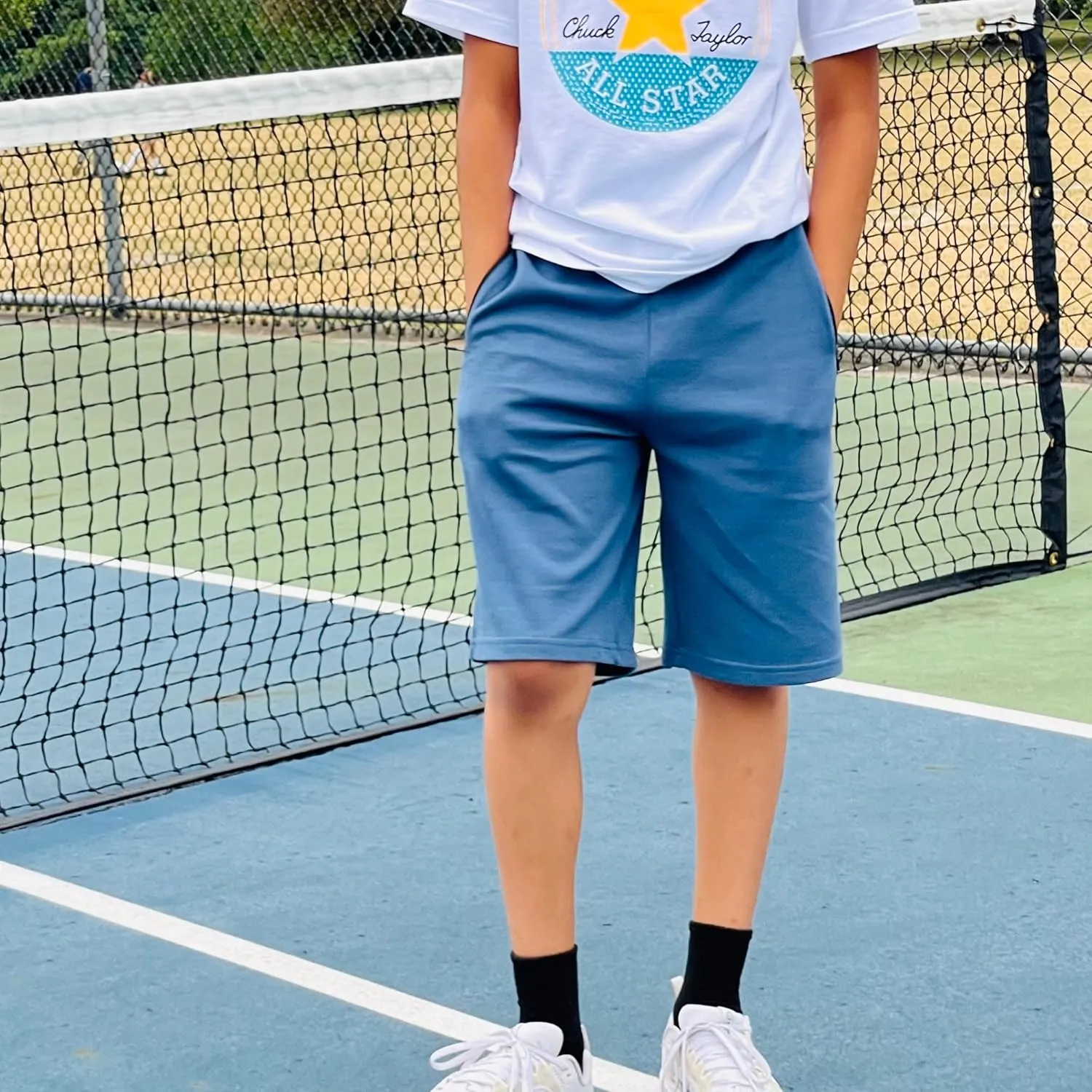 BIG ELEPHANT Kids Casual Shorts with Zipper Pockets and Drawsting, Youth Boys Athletic Shorts for Running Playing