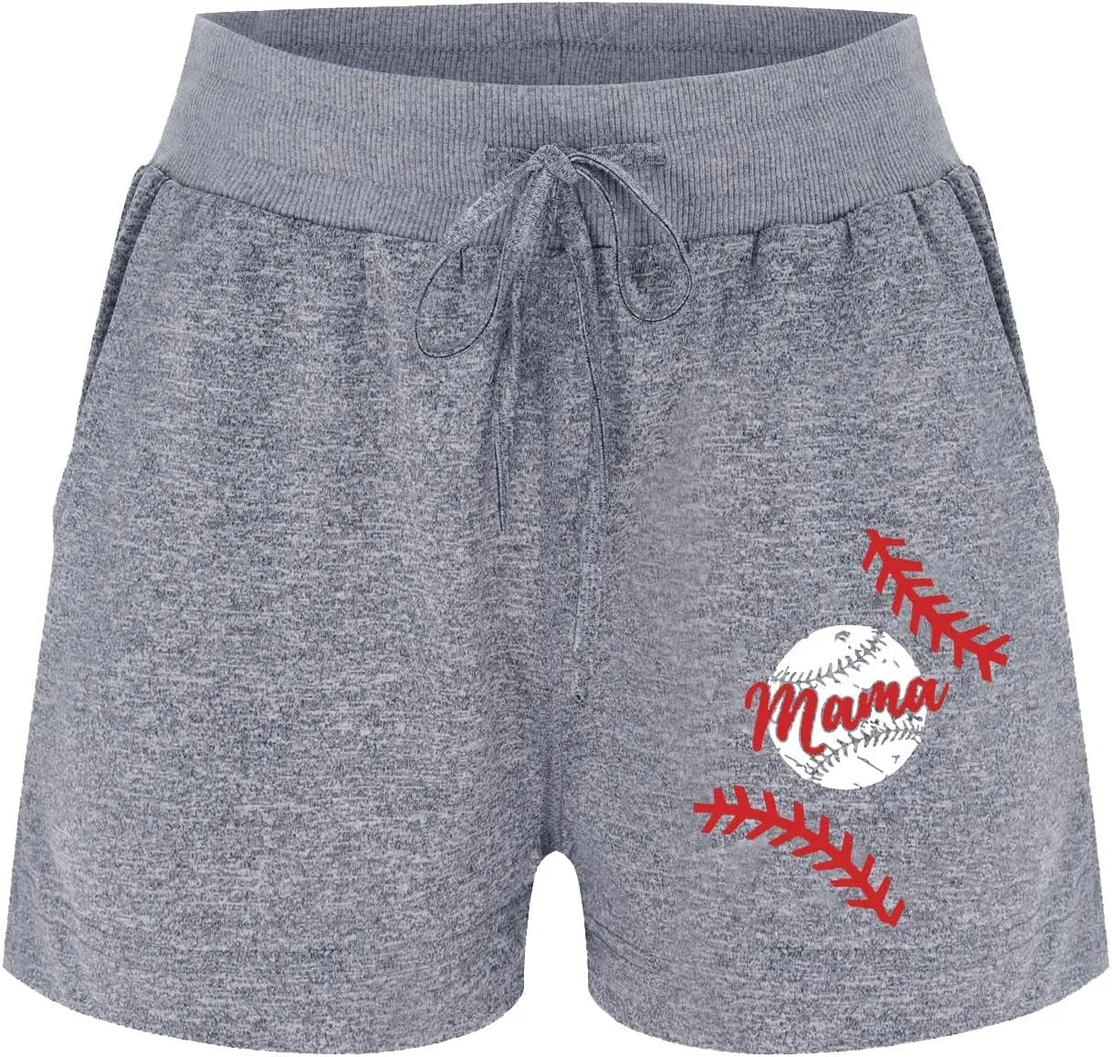 Biker Shorts Women Baseball Print Drawstring Elastic Waist Summer Shorts with Pocket Casual Lightweight Bermuda Short