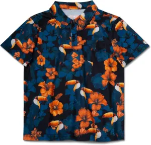 Boys Hawaiian Shirt Polo Tropical Kid Aloha Golf Uniform Short Sleeve Printed Tee Summer Beach Vacation Graphic Top