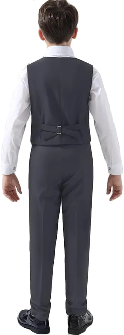 Boys Suit for Kids Toddler Boy 4-Piece Wedding Tuxedo Suits Vest and Pants Set
