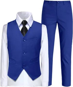 Boys Suit for Kids Toddler Boy 4-Piece Wedding Tuxedo Suits Vest and Pants Set