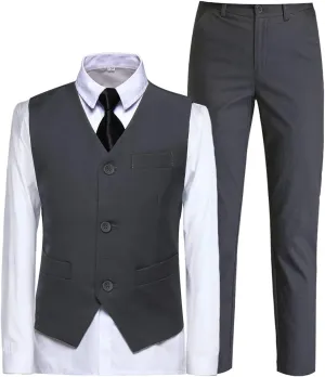 Boys Suit for Kids Toddler Boy 4-Piece Wedding Tuxedo Suits Vest and Pants Set