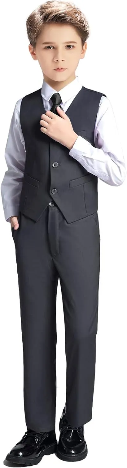 Boys Suit for Kids Toddler Boy 4-Piece Wedding Tuxedo Suits Vest and Pants Set