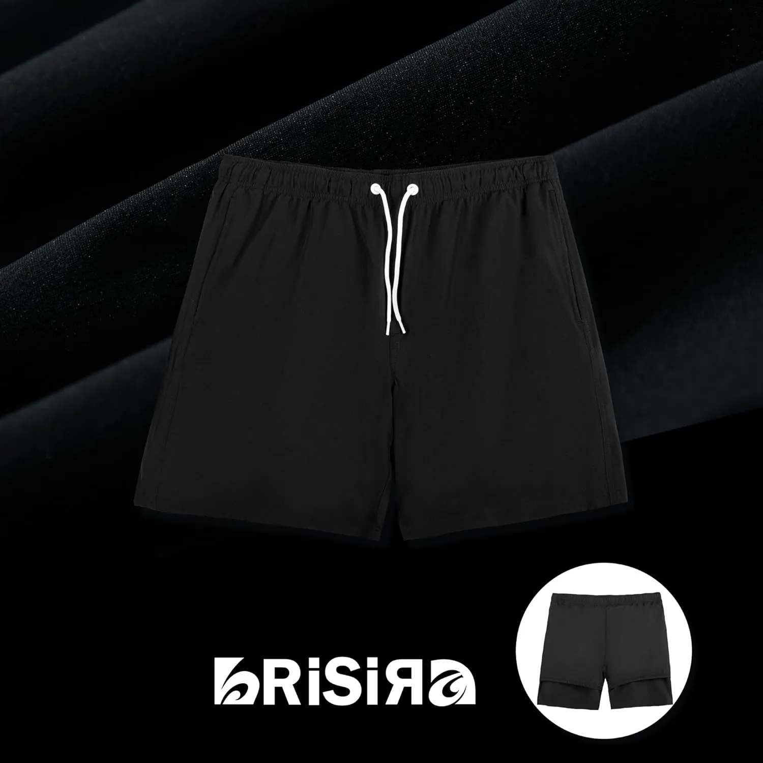 BRISIRA Mens Swim Trunks Swim Shorts 7 inch Compression Liner Bathing Suit Beach Shorts Swimwear Stretch Quick Dry Pockets