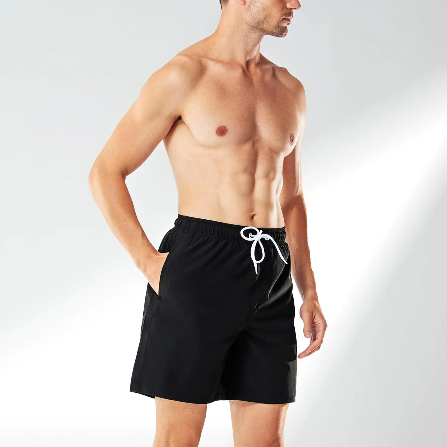 BRISIRA Mens Swim Trunks Swim Shorts 7 inch Compression Liner Bathing Suit Beach Shorts Swimwear Stretch Quick Dry Pockets