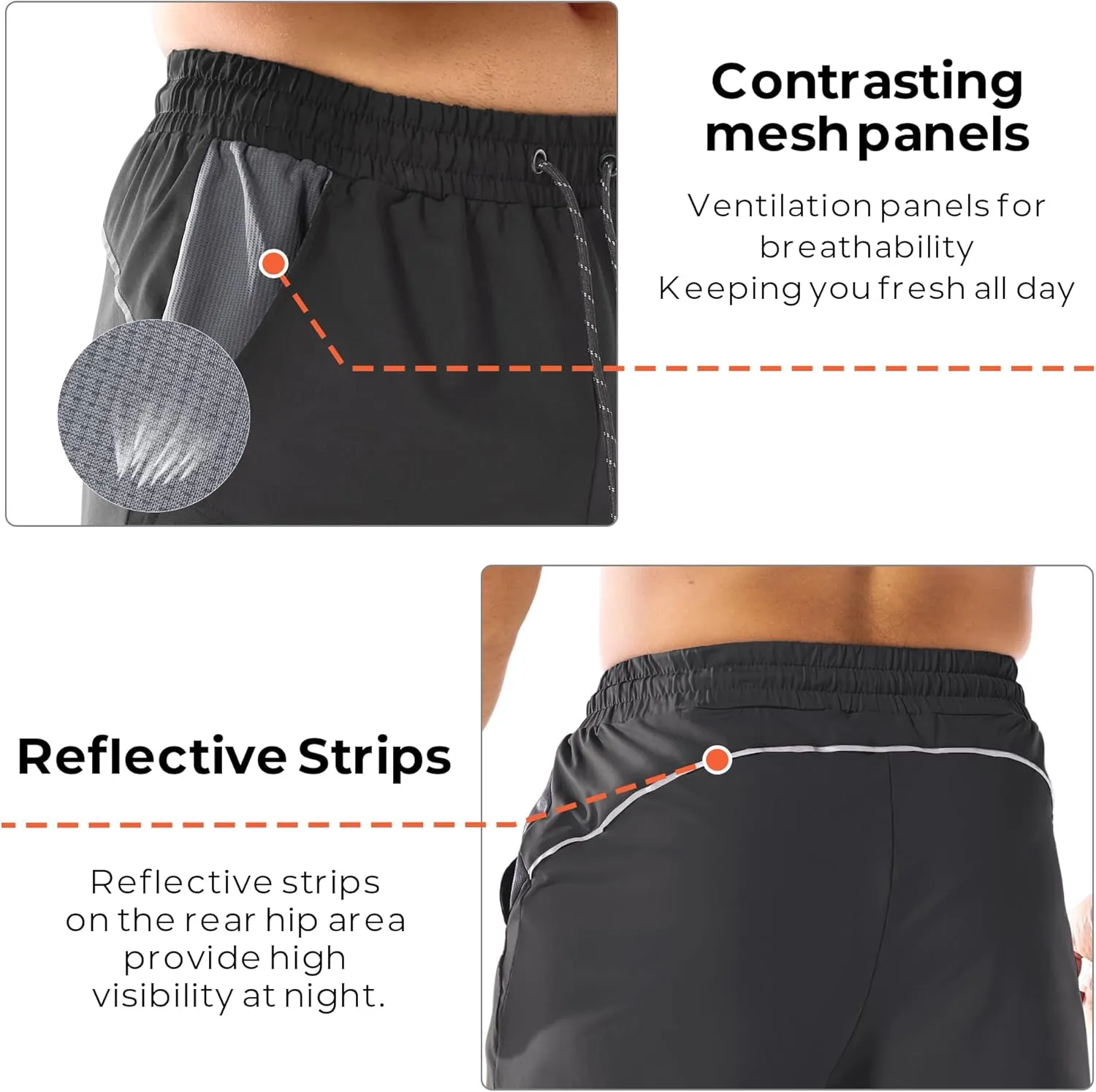 BROKIG Men's 2 Pack Drylite Bodybuilding Gym Shorts with Pockets Quick Dry Stretch Workout Shorts Men