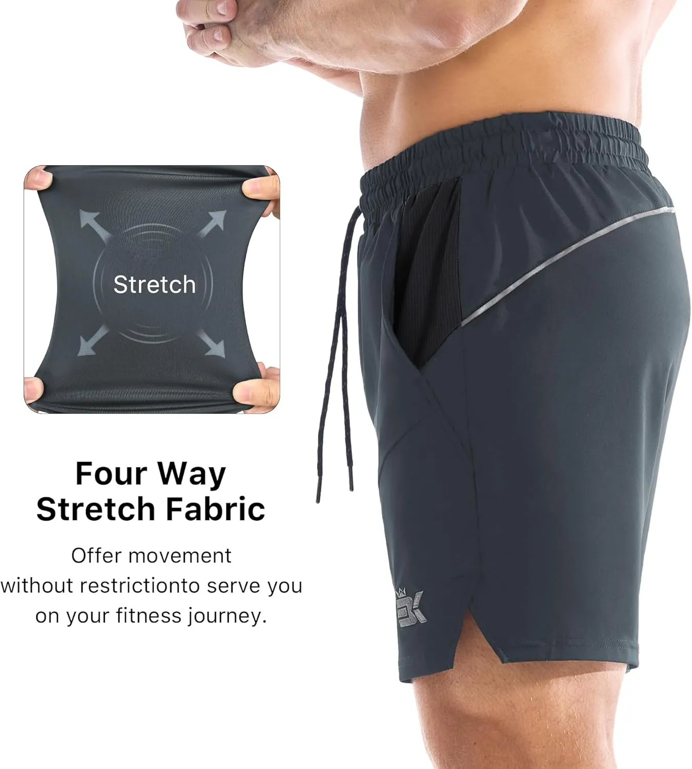 BROKIG Men's 2 Pack Drylite Bodybuilding Gym Shorts with Pockets Quick Dry Stretch Workout Shorts Men